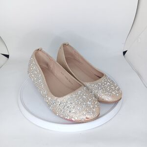 LUCITA Elegant Cream Embellished Girl Flats